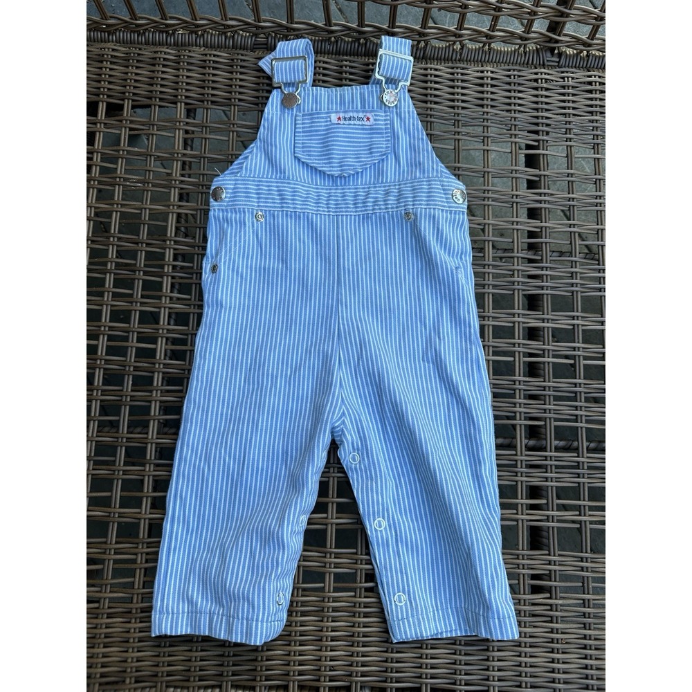 Vintage Health Tex Stiped Overalls Bibs Size 12 months  MADE IN USA 80s